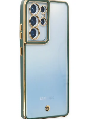 Newface Samsung Galaxy S21 Ultra Kılıf Liva Lens Silikon - Yeşil