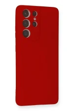 Newface Samsung Galaxy S21 Ultra Kılıf Nano içi Kadife Silikon - Kırmızı - Görsel 2