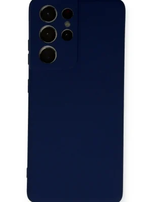 Newface Samsung Galaxy S21 Ultra Kılıf Nano içi Kadife Silikon - Lacivert