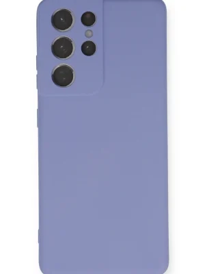 Newface Samsung Galaxy S21 Ultra Kılıf Nano içi Kadife Silikon - Lila