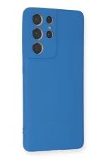 Newface Samsung Galaxy S21 Ultra Kılıf Nano içi Kadife Silikon - Mavi - Görsel 2