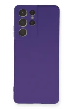 Newface Samsung Galaxy S21 Ultra Kılıf Nano içi Kadife Silikon - Mor