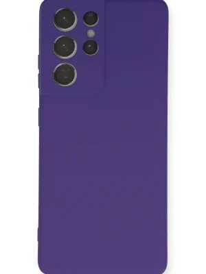 Newface Samsung Galaxy S21 Ultra Kılıf Nano içi Kadife Silikon - Mor