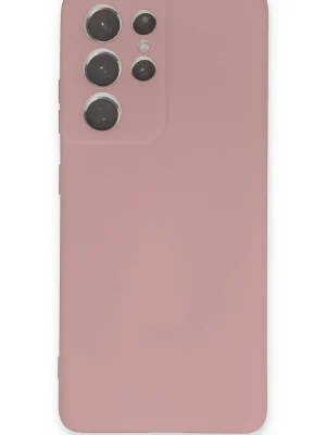 Newface Samsung Galaxy S21 Ultra Kılıf Nano içi Kadife Silikon - Pudra