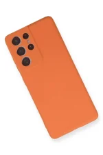 Newface Samsung Galaxy S21 Ultra Kılıf Nano içi Kadife Silikon - Turuncu - Görsel 3