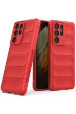 Newface Samsung Galaxy S21 Ultra Kılıf Optimum Silikon - Kırmızı - Görsel 2