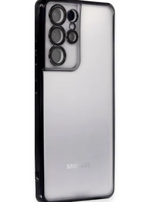 Newface Samsung Galaxy S21 Ultra Kılıf Razer Lensli Silikon - Siyah