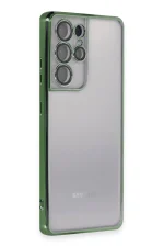 Newface Samsung Galaxy S21 Ultra Kılıf Razer Lensli Silikon - Yeşil