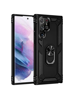 Newface Samsung Galaxy S21 Ultra Kılıf Sofya Yüzüklü Silikon Kapak - Siyah