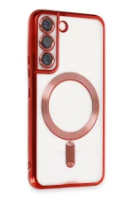 Newface Samsung Galaxy S22 Kılıf Kross Magneticsafe Kapak - Kırmızı - Görsel 2