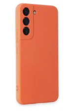 Newface Samsung Galaxy S22 Kılıf Nano içi Kadife Silikon - Turuncu - Görsel 2