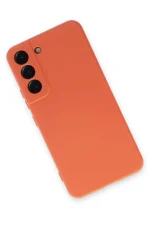 Newface Samsung Galaxy S22 Kılıf Nano içi Kadife Silikon - Turuncu - Görsel 3