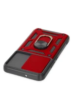 Newface Samsung Galaxy S22 Kılıf Pars Lens Yüzüklü Silikon - Kırmızı - Görsel 4