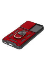 Newface Samsung Galaxy S22 Kılıf Pars Lens Yüzüklü Silikon - Kırmızı - Görsel 5
