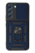 Newface Samsung Galaxy S22 Kılıf Pars Lens Yüzüklü Silikon - Lacivert