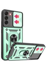 Newface Samsung Galaxy S22 Kılıf Pars Lens Yüzüklü Silikon - Yeşil