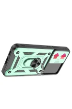 Newface Samsung Galaxy S22 Kılıf Pars Lens Yüzüklü Silikon - Yeşil - Görsel 2