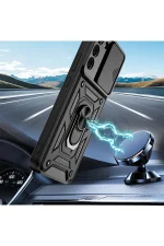 Newface Samsung Galaxy S22 Kılıf Pars Lens Yüzüklü Silikon - Yeşil - Görsel 4