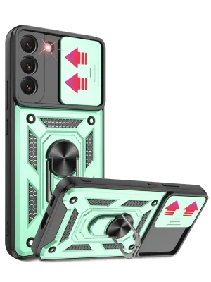 Newface Samsung Galaxy S22 Kılıf Pars Lens Yüzüklü Silikon - Yeşil