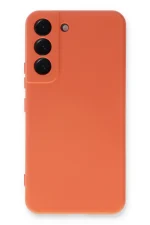 Newface Samsung Galaxy S22 Plus Kılıf Nano içi Kadife Silikon - Turuncu
