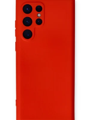 Newface Samsung Galaxy S22 Ultra Kılıf Nano içi Kadife Silikon - Kırmızı