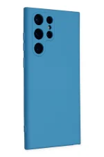 Newface Samsung Galaxy S22 Ultra Kılıf Nano içi Kadife Silikon - Mavi - Görsel 2