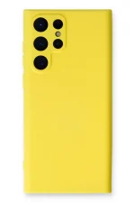 Newface Samsung Galaxy S22 Ultra Kılıf Nano içi Kadife Silikon - Sarı