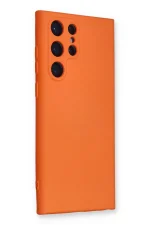 Newface Samsung Galaxy S22 Ultra Kılıf Nano içi Kadife Silikon - Turuncu - Görsel 2