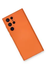 Newface Samsung Galaxy S22 Ultra Kılıf Nano içi Kadife Silikon - Turuncu - Görsel 3