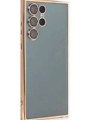 Newface Samsung Galaxy S22 Ultra Kılıf Razer Lensli Silikon - Gold