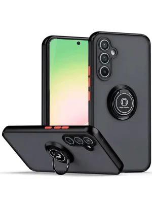 Newface Samsung Galaxy S23 FE Kılıf Montreal Yüzüklü Silikon Kapak - Siyah