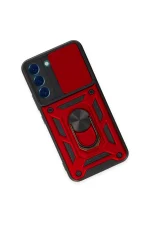 Newface Samsung Galaxy S23 FE Kılıf Pars Lens Yüzüklü Silikon - Kırmızı - Görsel 3