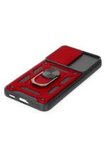 Newface Samsung Galaxy S23 FE Kılıf Pars Lens Yüzüklü Silikon - Kırmızı - Görsel 5