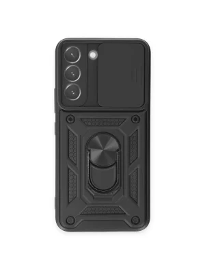 Newface Samsung Galaxy S23 FE Kılıf Pars Lens Yüzüklü Silikon - Siyah