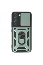 Newface Samsung Galaxy S23 FE Kılıf Pars Lens Yüzüklü Silikon - Yeşil