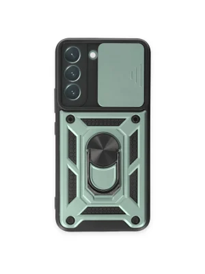 Newface Samsung Galaxy S23 FE Kılıf Pars Lens Yüzüklü Silikon - Yeşil