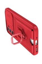 Newface Samsung Galaxy S23 FE Kılıf Zuma Kartvizitli Yüzüklü Silikon - Kırmızı - Görsel 3