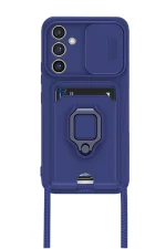 Newface Samsung Galaxy S23 FE Kılıf Zuma Kartvizitli Yüzüklü Silikon - Lacivert - Görsel 2