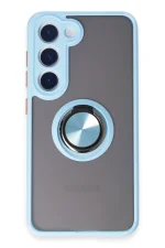 Newface Samsung Galaxy S23 Kılıf Montreal Yüzüklü Silikon Kapak - Buz Mavi