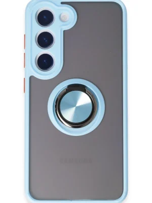 Newface Samsung Galaxy S23 Kılıf Montreal Yüzüklü Silikon Kapak - Buz Mavi