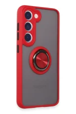 Newface Samsung Galaxy S23 Kılıf Montreal Yüzüklü Silikon Kapak - Kırmızı - Görsel 2