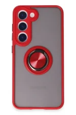 Newface Samsung Galaxy S23 Kılıf Montreal Yüzüklü Silikon Kapak - Kırmızı