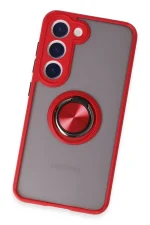 Newface Samsung Galaxy S23 Kılıf Montreal Yüzüklü Silikon Kapak - Kırmızı - Görsel 3