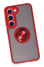 Newface Samsung Galaxy S23 Kılıf Montreal Yüzüklü Silikon Kapak - Kırmızı - Görsel 4