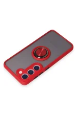 Newface Samsung Galaxy S23 Kılıf Montreal Yüzüklü Silikon Kapak - Kırmızı - Görsel 5