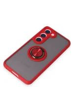 Newface Samsung Galaxy S23 Kılıf Montreal Yüzüklü Silikon Kapak - Kırmızı - Görsel 6