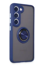 Newface Samsung Galaxy S23 Kılıf Montreal Yüzüklü Silikon Kapak - Lacivert - Görsel 2