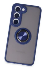 Newface Samsung Galaxy S23 Kılıf Montreal Yüzüklü Silikon Kapak - Lacivert - Görsel 3