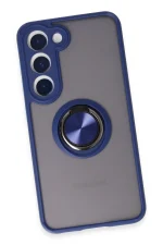 Newface Samsung Galaxy S23 Kılıf Montreal Yüzüklü Silikon Kapak - Lacivert - Görsel 4