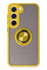 Newface Samsung Galaxy S23 Kılıf Montreal Yüzüklü Silikon Kapak - Sarı